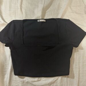 Zara Black Square Neck Crop Top